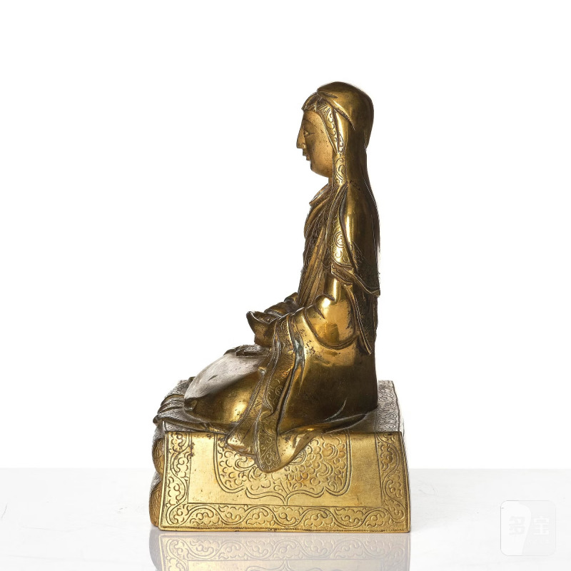 A gilt bronze sculpture of Arhat Ajita, - 图3